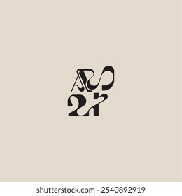 elegant initial logo bold style and luxury concept AI curved typography monogram letter