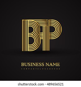 Elegant Initial logo BP letter gold colored. Vector design template elements for company identity.