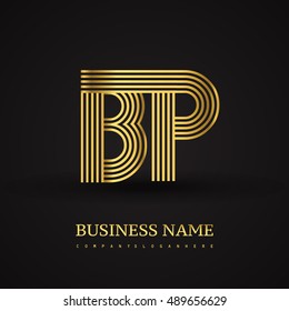Elegant Initial logo BP letter gold colored. Vector design template elements for company identity.