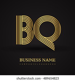 Elegant Initial logo BQ letter gold colored. Vector design template elements for company identity.