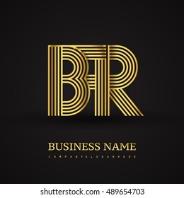 Elegant Initial logo BR letter gold colored. Vector design template elements for company identity.