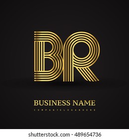 Elegant Initial logo BR letter gold colored. Vector design template elements for company identity.