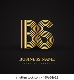 Elegant Initial logo BS letter gold colored. Vector design template elements for company identity.