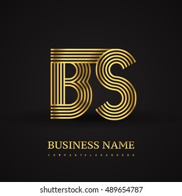 Elegant Initial logo BS letter gold colored. Vector design template elements for company identity.
