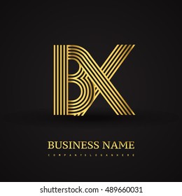 Elegant Initial logo BX letter gold colored. Vector design template elements for company identity.