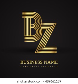 Elegant Initial logo BZ letter gold colored. Vector design template elements for company identity.