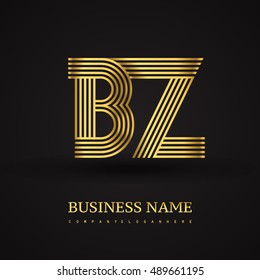 Elegant Initial logo BZ letter gold colored. Vector design template elements for company identity.