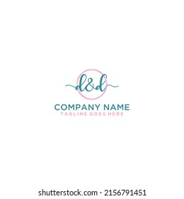 Elegant initial logo design with circle frame in teal and pink for aesthetic brand identity