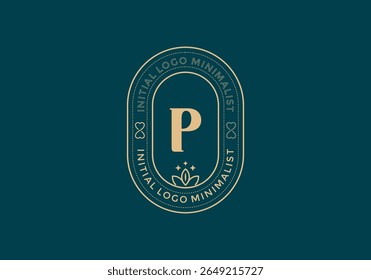 Elegant Initial P minimal logos in retro style