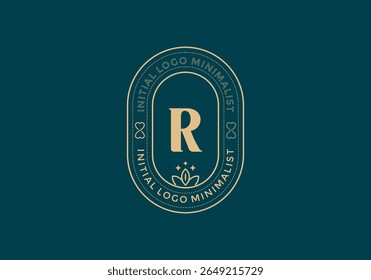 Elegant Initial R minimal logos in retro style
