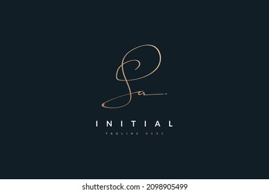 Elegante diseño inicial S y un logotipo con estilo minimalista de escritura a mano. Logotipo o símbolo de firma SA para la identidad empresarial