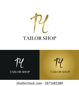 elegant Initial Y letter typography with needle for sewing, hand made, fashion business logo