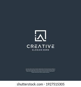 Elegant initials A with square logo design