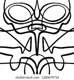 Elegant ink calligraphy symmetrical background. Universal decor element. Hand drawn sketch, vintage signature. Isolated on white background, EPS