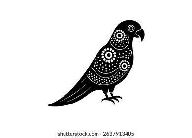 elegant ink parrot with minimal paisley circle