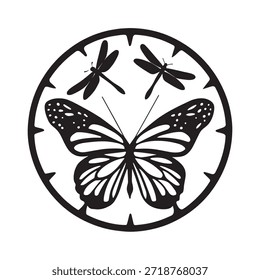 Arte elegante del reloj de pared del recorte del vuelo del insecto