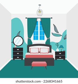 Elegant Interior Design for Girls Rooms. Vector illustration.