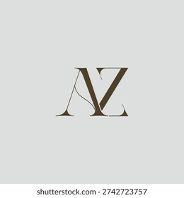 Elegant interlocking AZ monogram emblem minimalist abstract logo design suited for luxury branding, fashion, stationery, packaging, corporate identity and creative projects.