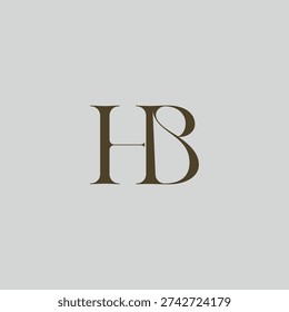 Elegant interlocking HB monogram emblem minimalist abstract logo design suited for luxury branding, fashion, stationery, packaging, corporate identity and creative projects.