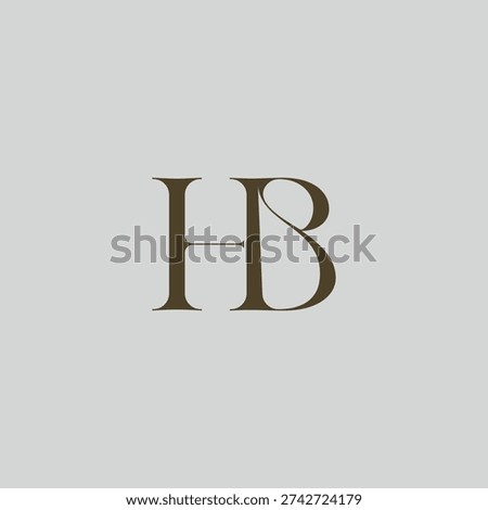 Elegant interlocking HB monogram emblem minimalist abstract logo design suited for luxury branding, fashion, stationery, packaging, corporate identity and creative projects.