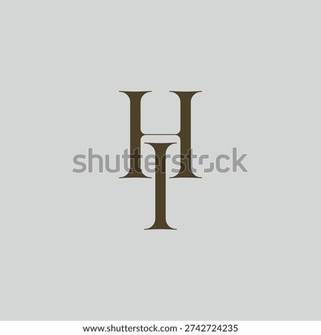 Elegant interlocking HI monogram emblem minimalist abstract logo design suited for luxury branding, fashion, stationery, packaging, corporate identity and creative projects.