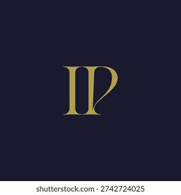 Elegant interlocking IP monogram emblem minimalist abstract logo design suited for luxury branding, fashion, stationery, packaging, corporate identity and creative projects.