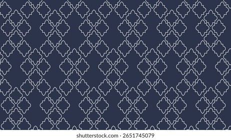 Elegant interlocking shapes inspired by Moroccan tile art in a white-on-blue design. Ideal for home decor, textiles, and luxury branding.