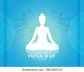 elegant international yoga day 21st june background vector