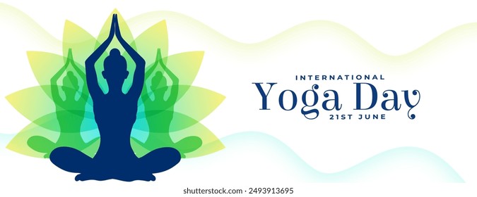 elegant international yoga day 21st june white banner vector