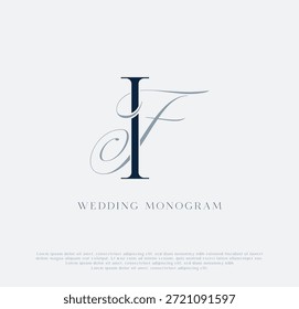 Logotipo de monograma de boda de iniciales entrelazadas IF elegantes