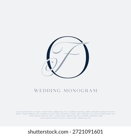 Elegante logotipo de monograma de boda de iniciales entrelazadas OF