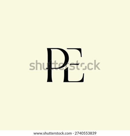 Elegant Intertwined P and E logo design. PE monogram. Modern, sophisticated branding symbol suitable for luxury fashion, design studios, and editorial logos.
