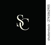 Elegant Intertwined S and C logo design. SC monogram. Modern, sophisticated branding symbol suitable for luxury fashion, design studios, and editorial logos.