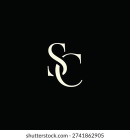 Elegant Intertwined S and C logo design. SC monogram. Modern, sophisticated branding symbol suitable for luxury fashion, design studios, and editorial logos.