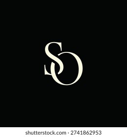 Elegant Intertwined S and O logo design. SO monogram. Modern, sophisticated branding symbol suitable for luxury fashion, design studios, and editorial logos.