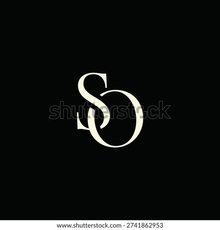 Elegant Intertwined S and O logo design. SO monogram. Modern, sophisticated branding symbol suitable for luxury fashion, design studios, and editorial logos.
