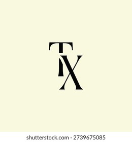 Elegant Intertwined T and X logo design. TX monogram. Modern, sophisticated branding symbol suitable for luxury fashion, design studios, and editorial logos.