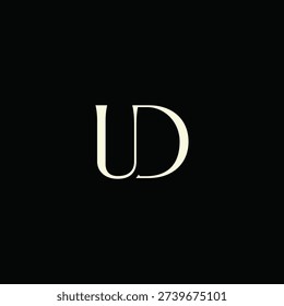 Elegant Intertwined U and D logo design. UD monogram. Modern, sophisticated branding symbol suitable for luxury fashion, design studios, and editorial logos.