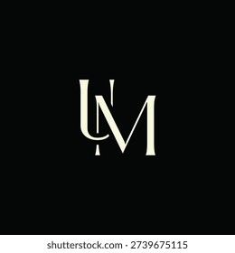 Elegant Intertwined U and M logo design. UM monogram. Modern, sophisticated branding symbol suitable for luxury fashion, design studios, and editorial logos.