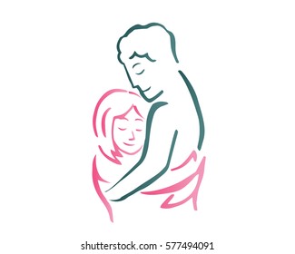 Elegant Intimate Romantic Couple Silhouette Illustration Logo