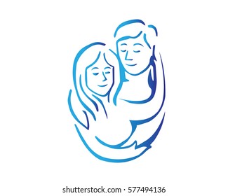 Elegant Intimate Romantic Couple Silhouette Illustration Logo