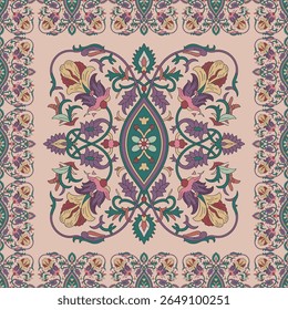 Elegante e intrincado padrão floral em tons de terra rica, ideal para elementos de design como têxteis, papel de parede e design de superfície. Esta ilustração botânica vintage e sem emenda oferece.