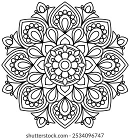 elegant intricate mandala design for adults and kids coloring book, mandala art for wall art, henna and tattoo design
