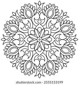 elegant and intricate mandala design for coloring book page, creative mandala art
