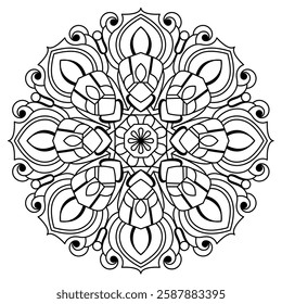 elegant and intricate mandala design for coloring book, creative and trendy mandala art for henna design, wall art
