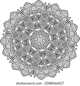  Elegant and intricate mandala vector with symmetrical patterns, perfect for prints, tattoos, decorations, and digital designs. High-quality, detailed, and seamless for various creative projects.