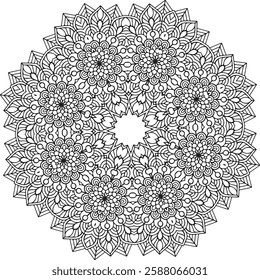  Elegant and intricate mandala vector with symmetrical patterns, perfect for prints, tattoos, decorations, and digital designs. High-quality, detailed, and seamless for various creative projects.