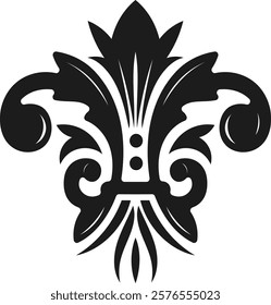 Elegant and intricate vector illustration featuring a stylized fleur de lis with ornate embellishments, embodying French royalty and luxurious elegance