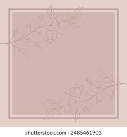 Elegant invitation background template with Hand drawn floral frames