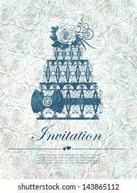 Elegant invitation with cake. Vector, EPS 10
